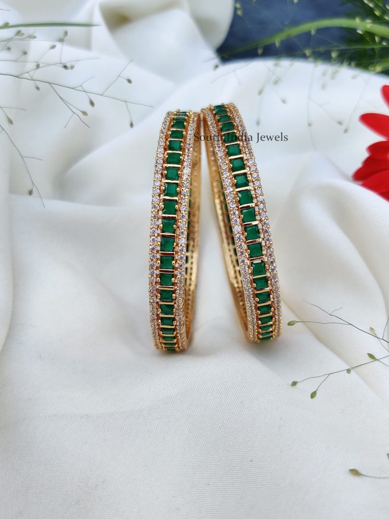 Green White AD Stones Bangles (2)