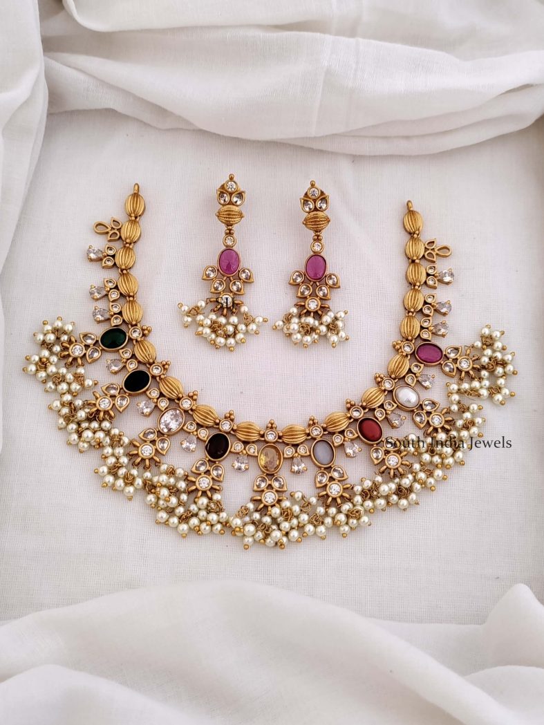 Guttapusalu Navarathna Stones Necklace