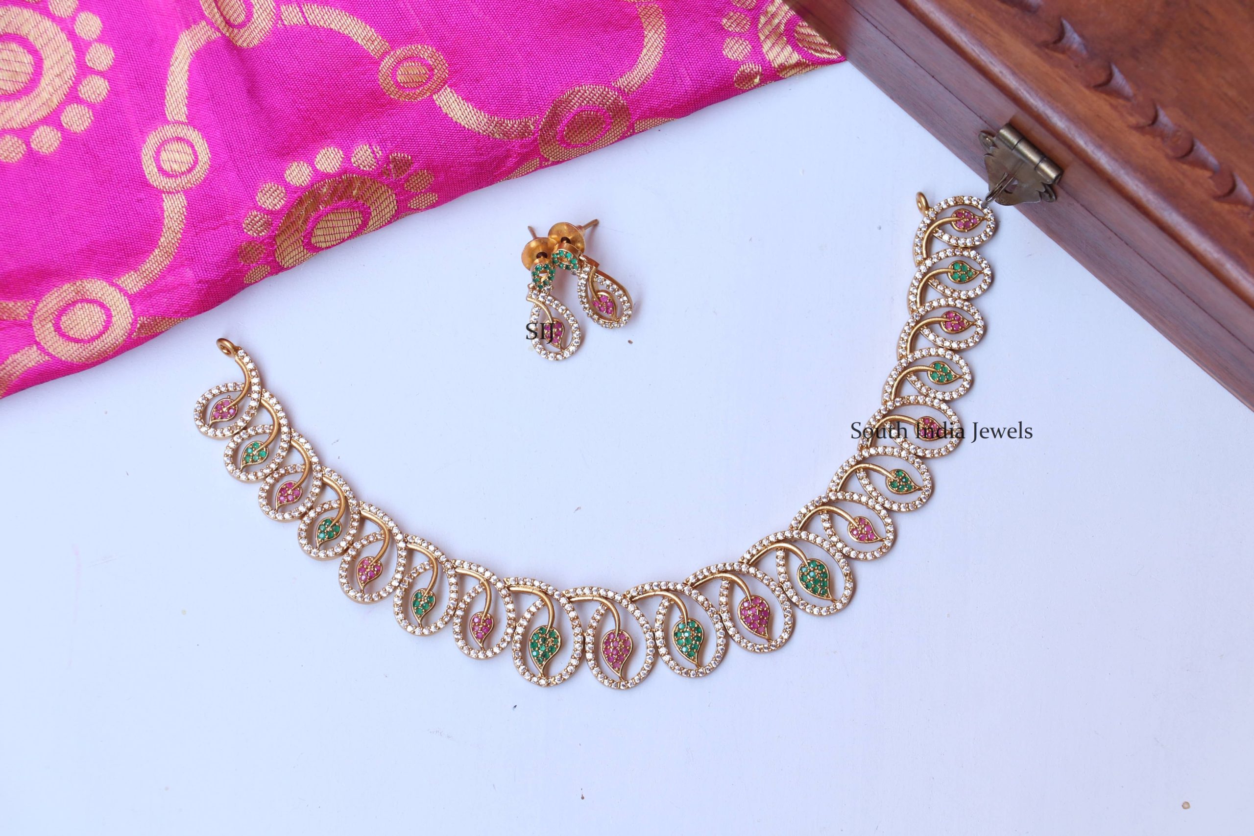 AD Stones Necklace - South India Jewels