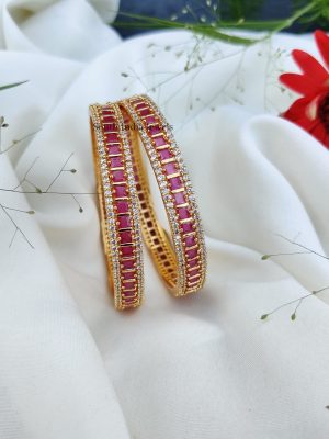 Ruby White AD Stone Bangles (2)