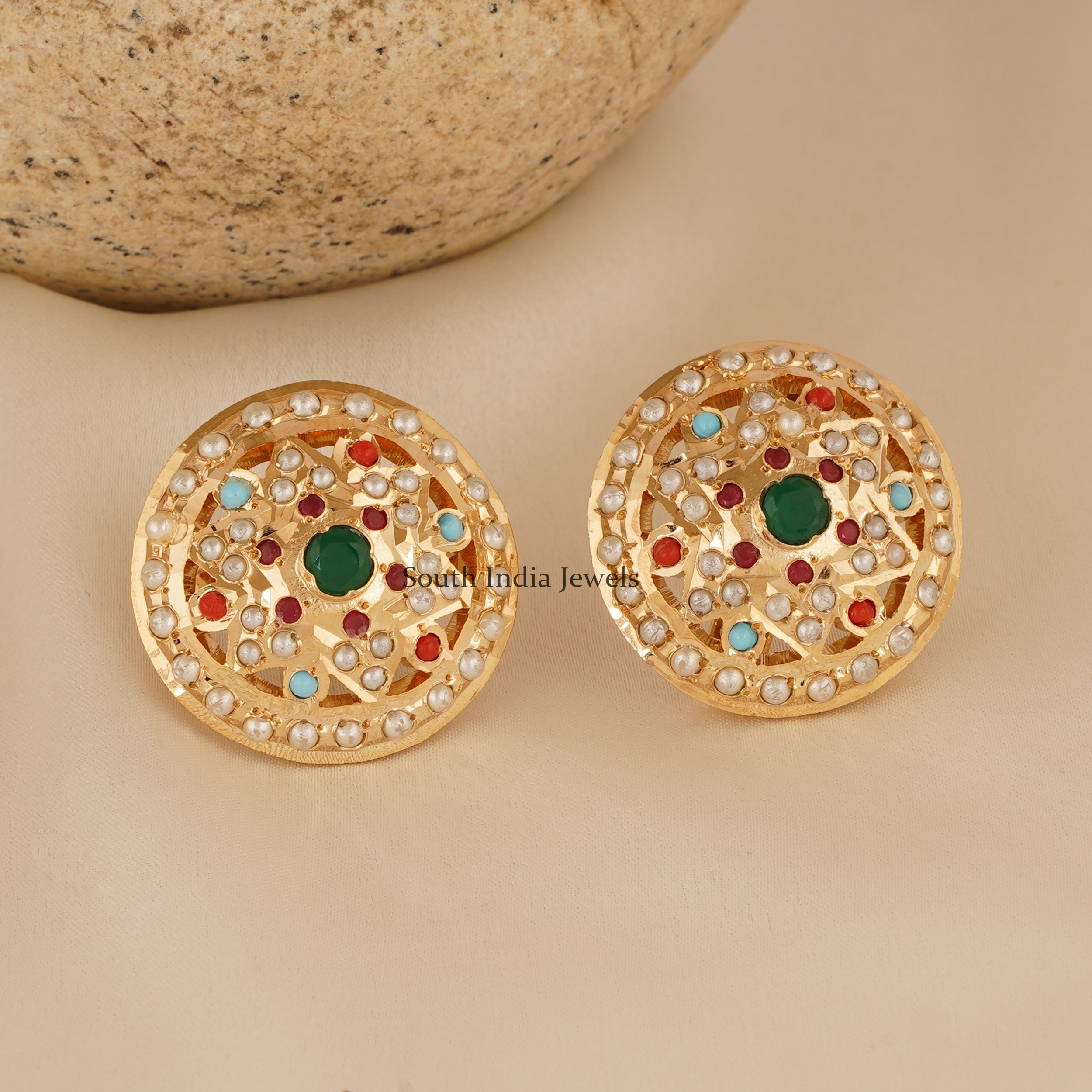 Stunning Jadau Stones Stud Earrings (2)