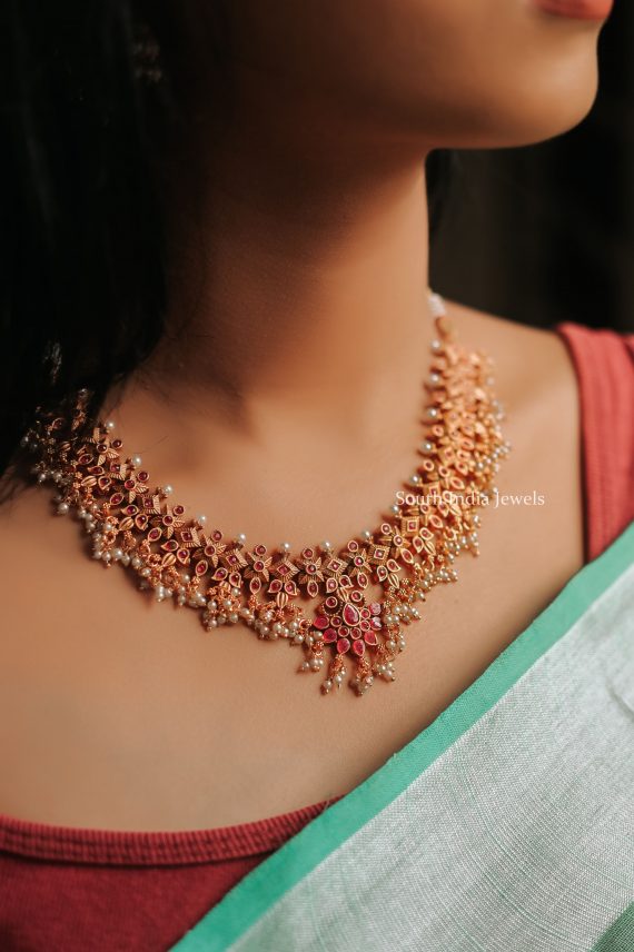 Stunning Ruby Guttapusalu Necklace