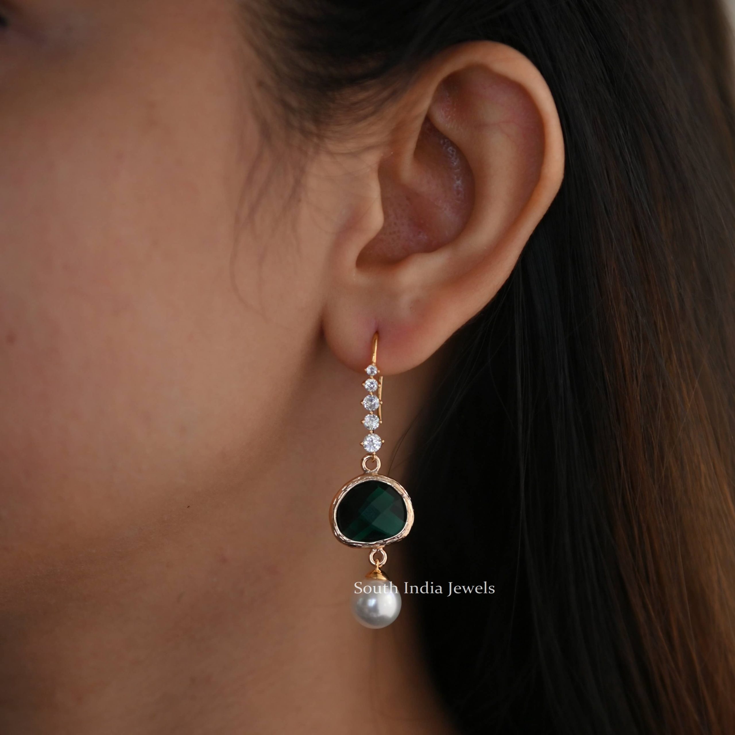 Style Gemstones Hoops Earrings