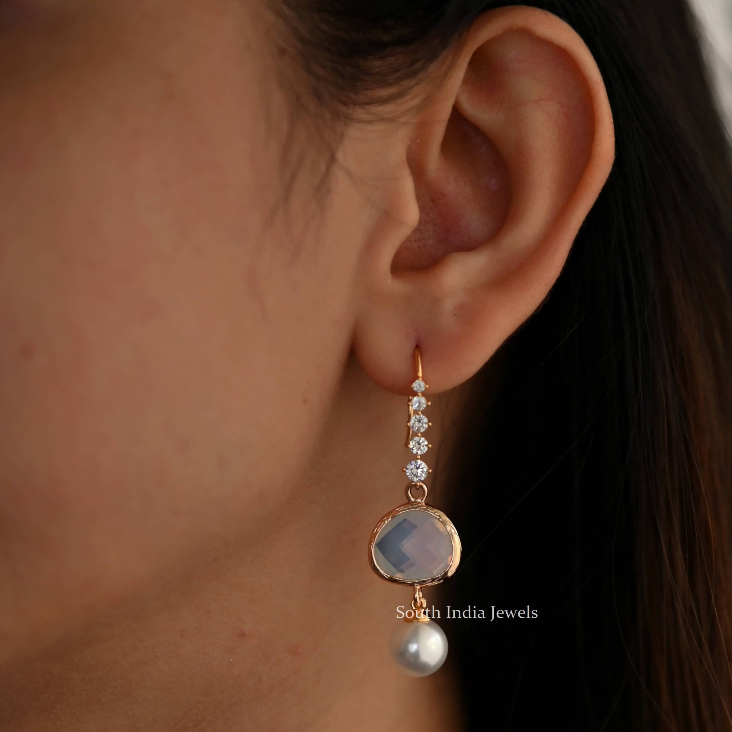 Style Gemstones Hoops Earrings