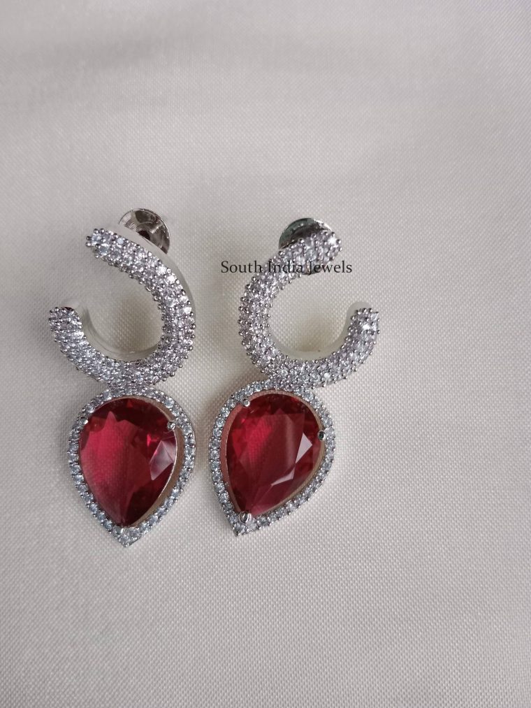 Unique Red Stones Earrings