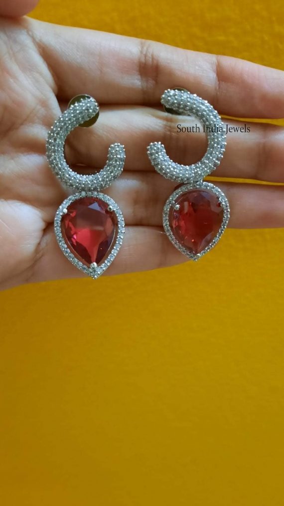 Unique Red Stones Earrings