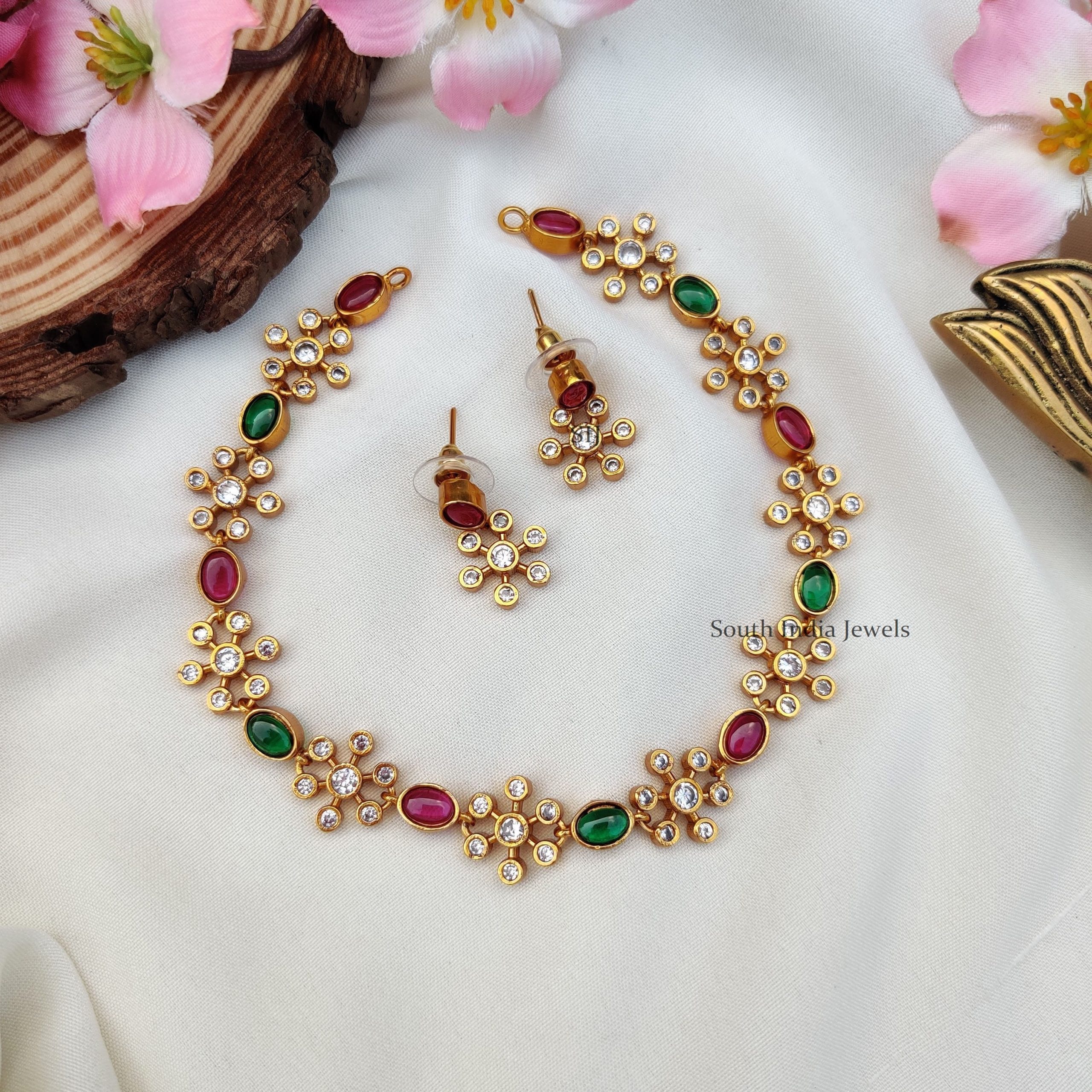 AD Stones Floral Necklace