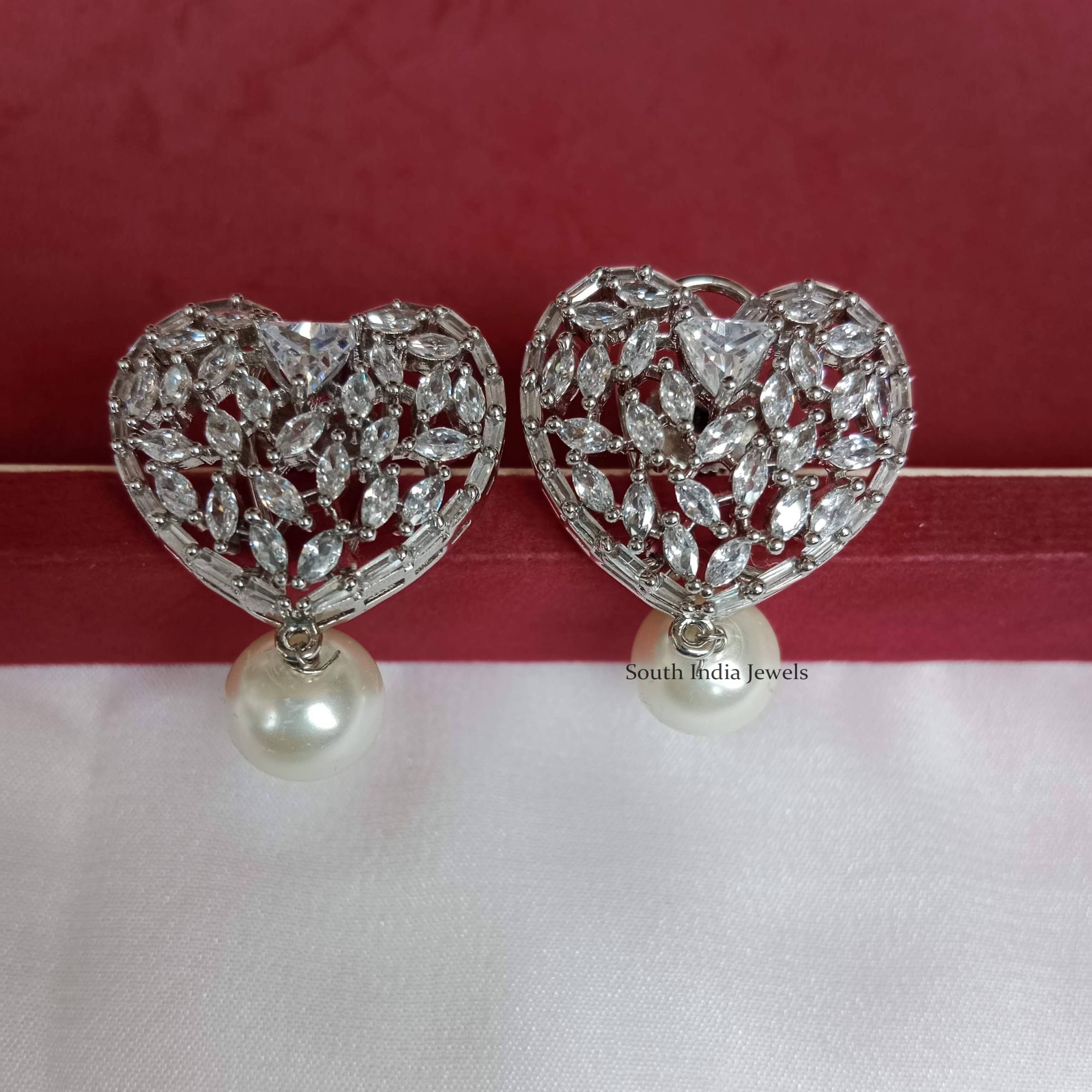American Diamond Earrings  Heart Shaped Earrings  HeartThrob Crystal Stud  Earrings by Blingvine