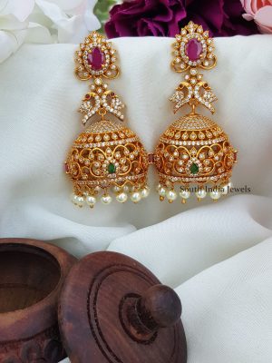 AD Stones Peacock Jhumkas