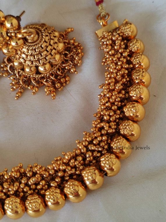 Antique Gold Polish Gungroo Necklace (2)