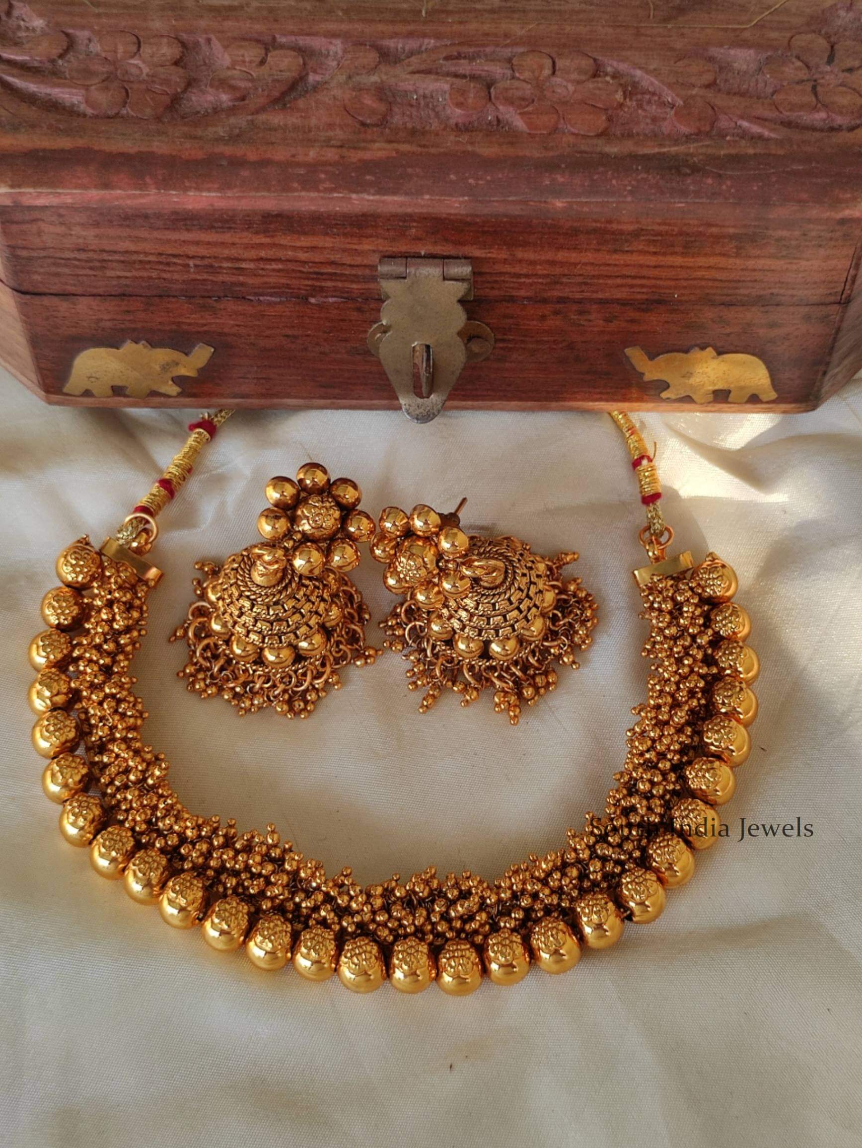Antique Gold Polish Gungroo Necklace