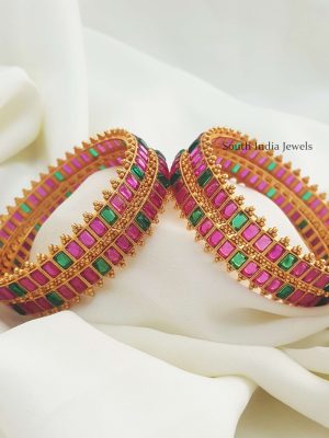 Beautiful Multi Color Stone Bangle Set (3)