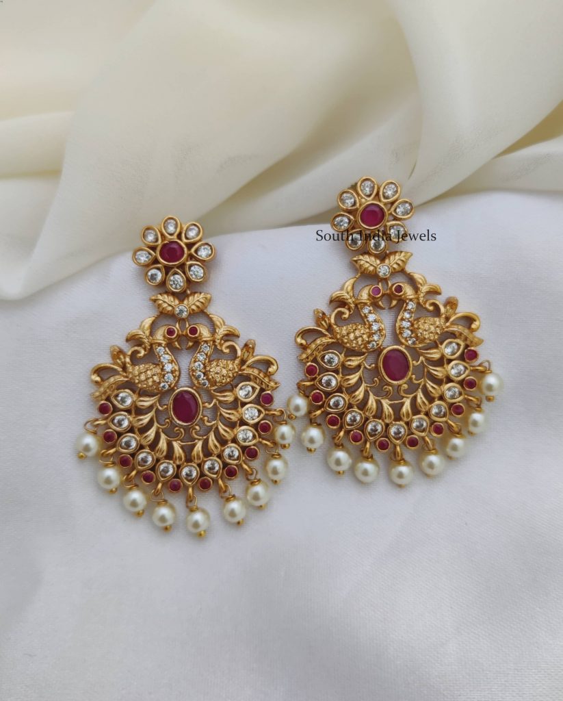 Peacock Chandbali Earrings -South India Jewels - Online Shop