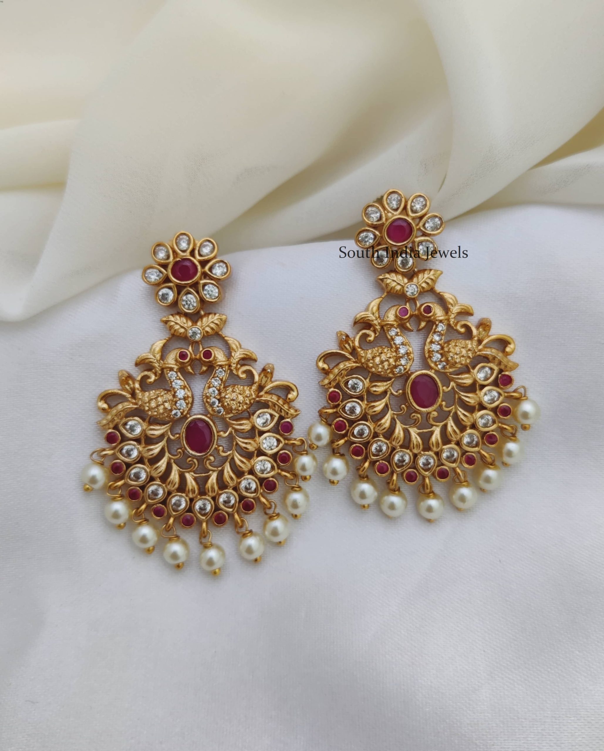 Peacock Chandbali Earrings -South India Jewels - Online Shop