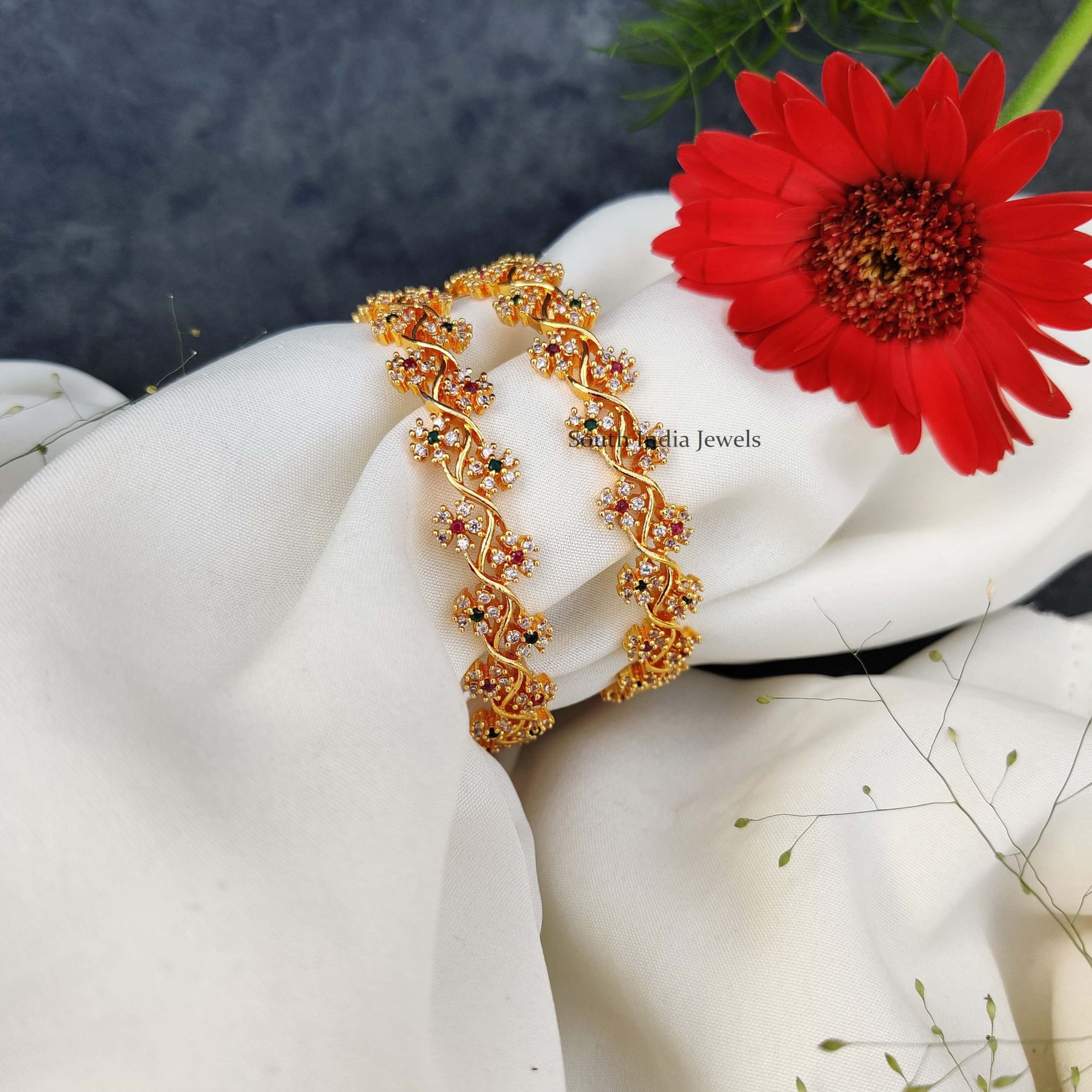 Dazzing AD Floral Bangles (2)