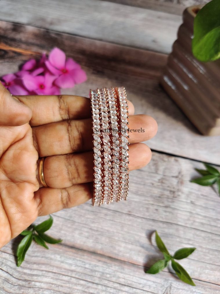 Diamond Cut Rose Gold Bangles