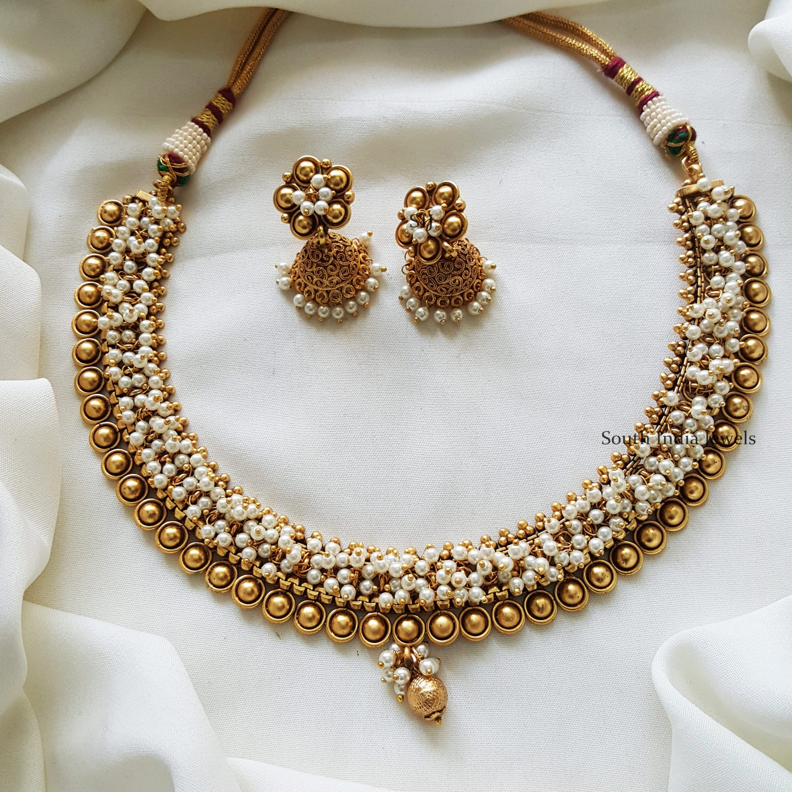 Elegant Pearl Beaded Design Necklace