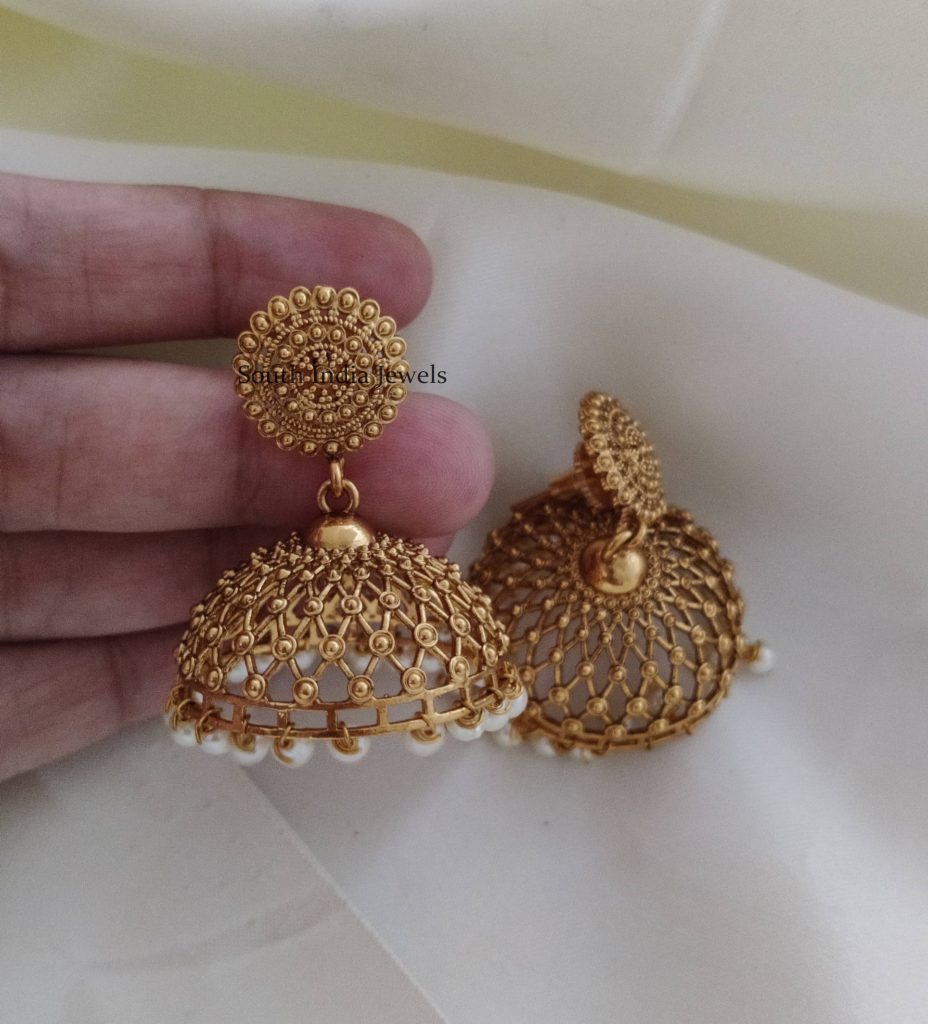 Pearl Hanging Jhumkas- South India Jewels -Online Shop