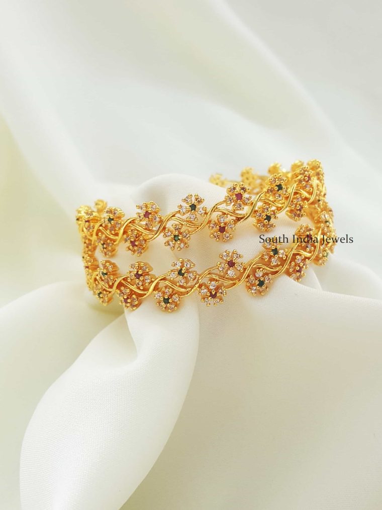 Floral AD Stones Bangles