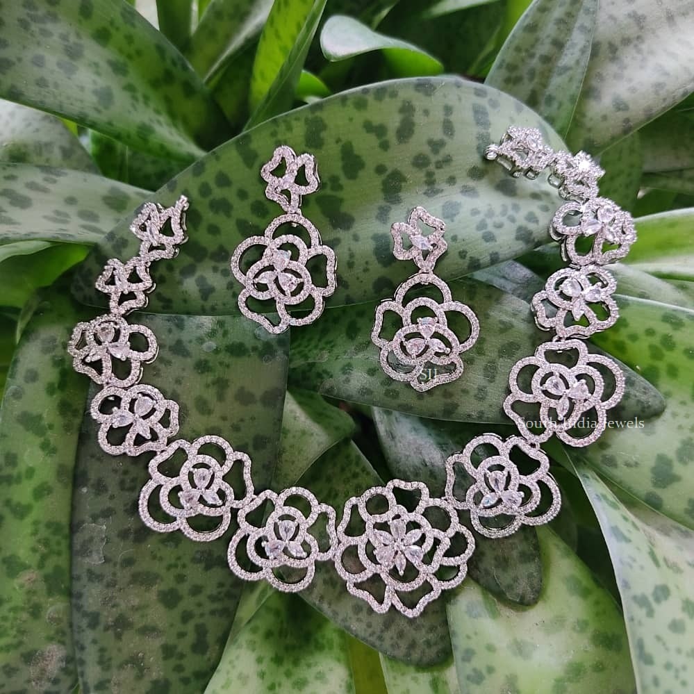 Floral AD Stones Design Necklace