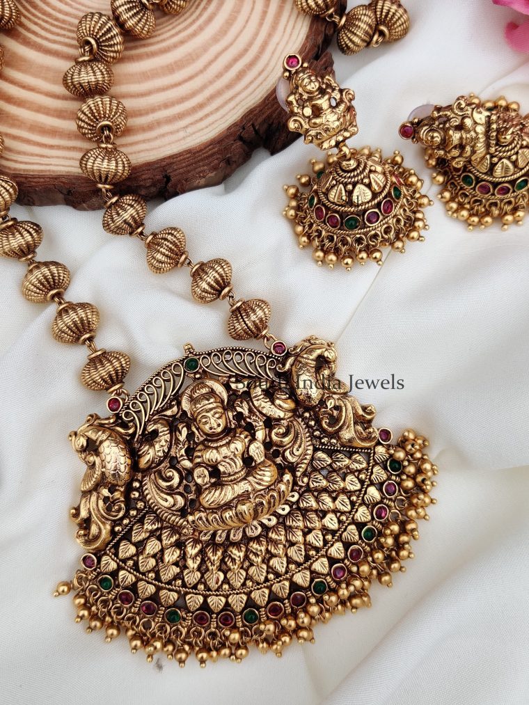 Gold Beads Lakshmi Haram (2)