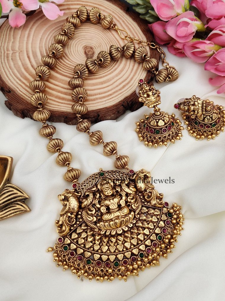 Gold Beads Lakshmi Haram (3)