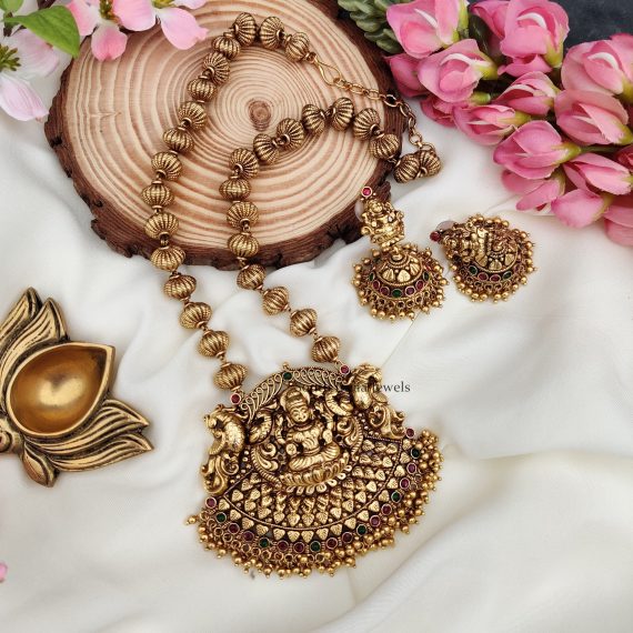 Gold Beads Lakshmi Haram (3)