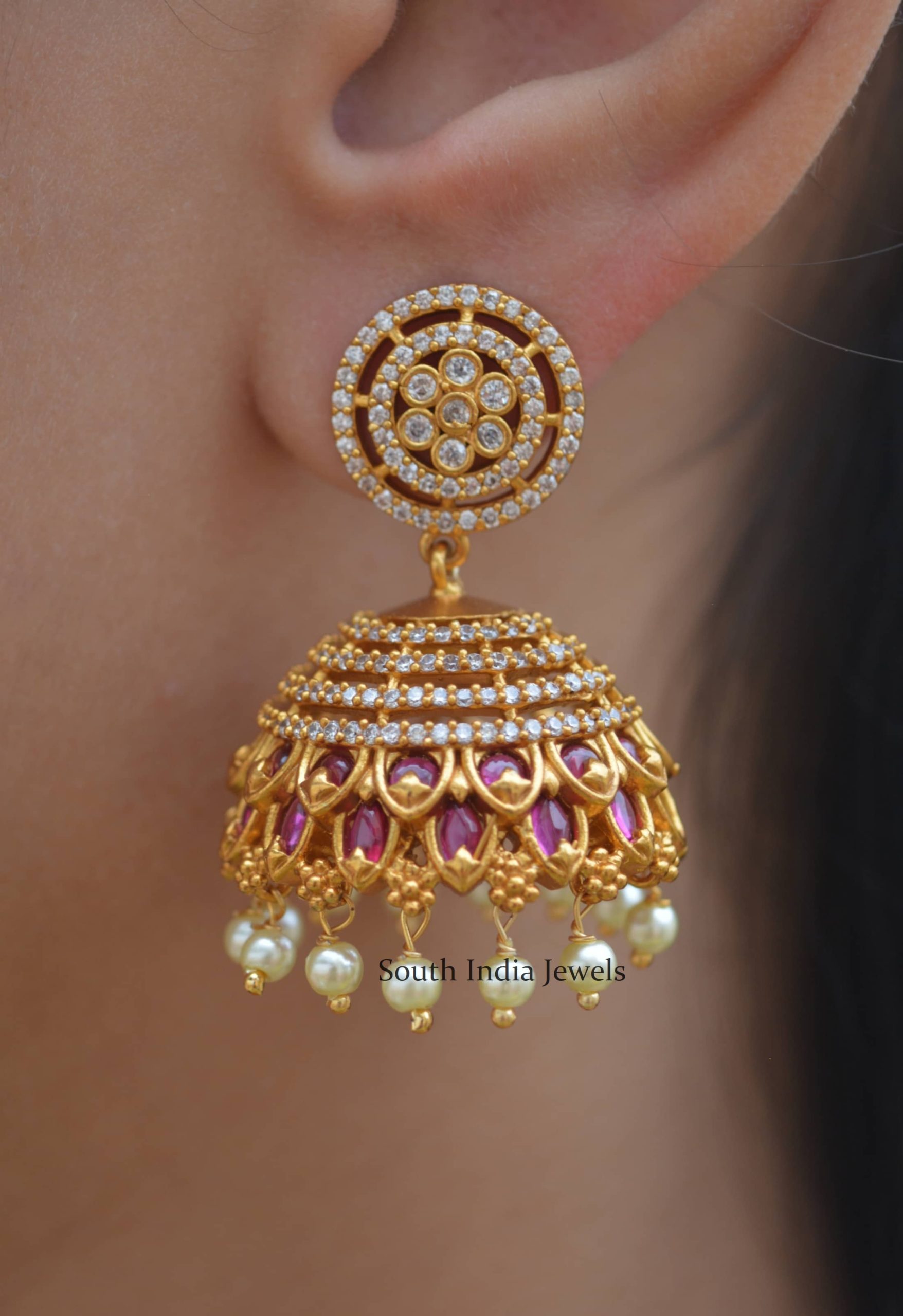 Grand AD Kemp Jhumkas -South India Jewels Online Stores.