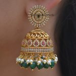 Green Hanging AD Design Jhumkas