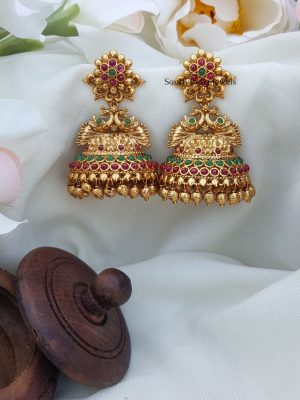 Matte Finish Peacock Jhumkas