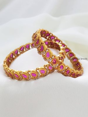 Mesmerizing Peacock AD Stone Bangle Set
