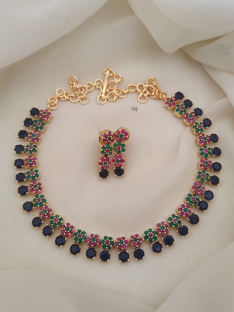 Multi Color CZ Stone Necklace 12