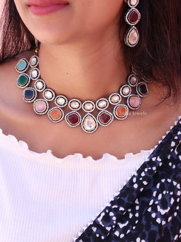 Multi Color Stone Necklace Set