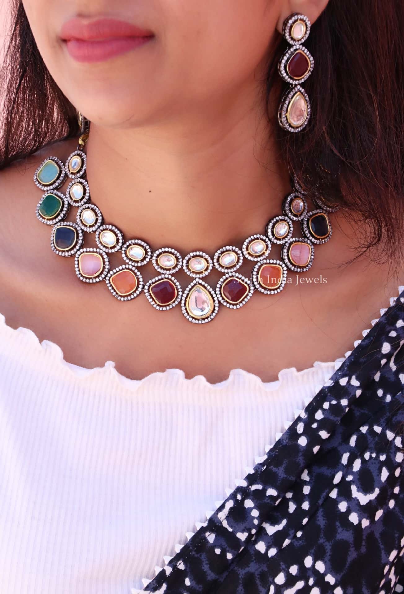 Multi Color Stone Necklace Set