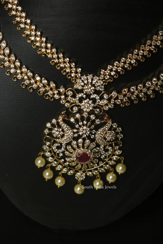 Peacock AD Stones Design Necklace - South India Jewels Online Stores.