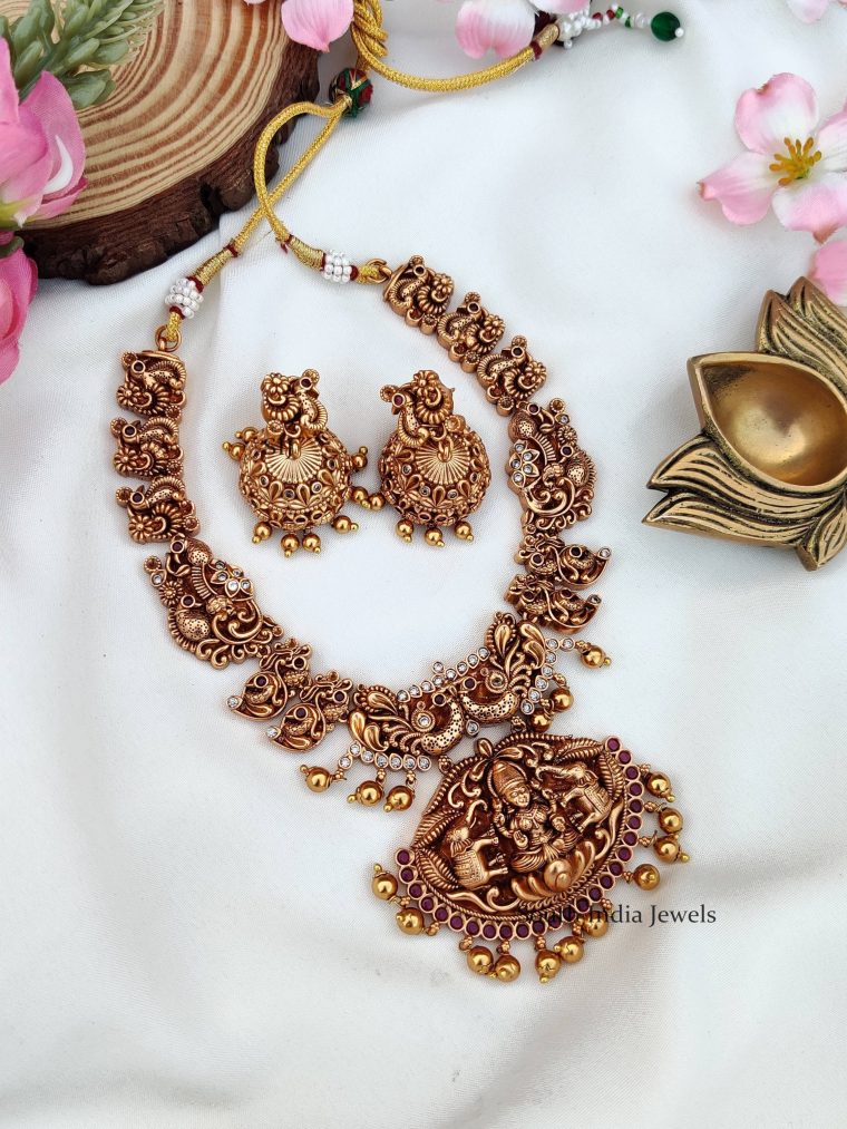 Peacock & Lakshmi Design Necklace;’