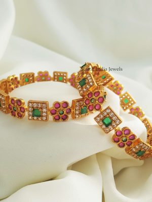 Royal Floral AD Stone Bangle Set (3)