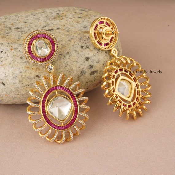 Royal Kundan Long Spiral Earrings (3)