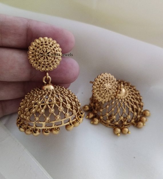 Stunning Gold Beads Jhumkas