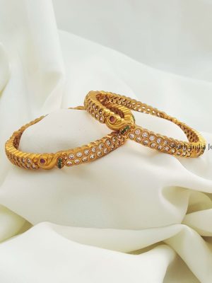 Stunning Peacock AD Stone Bangles (2)