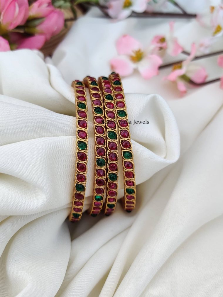 Stunning Pink & Green Kemp Stones Bangles