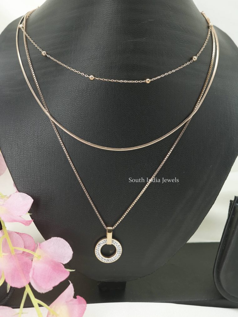 Three Layered Rose Gold Pendent Chain