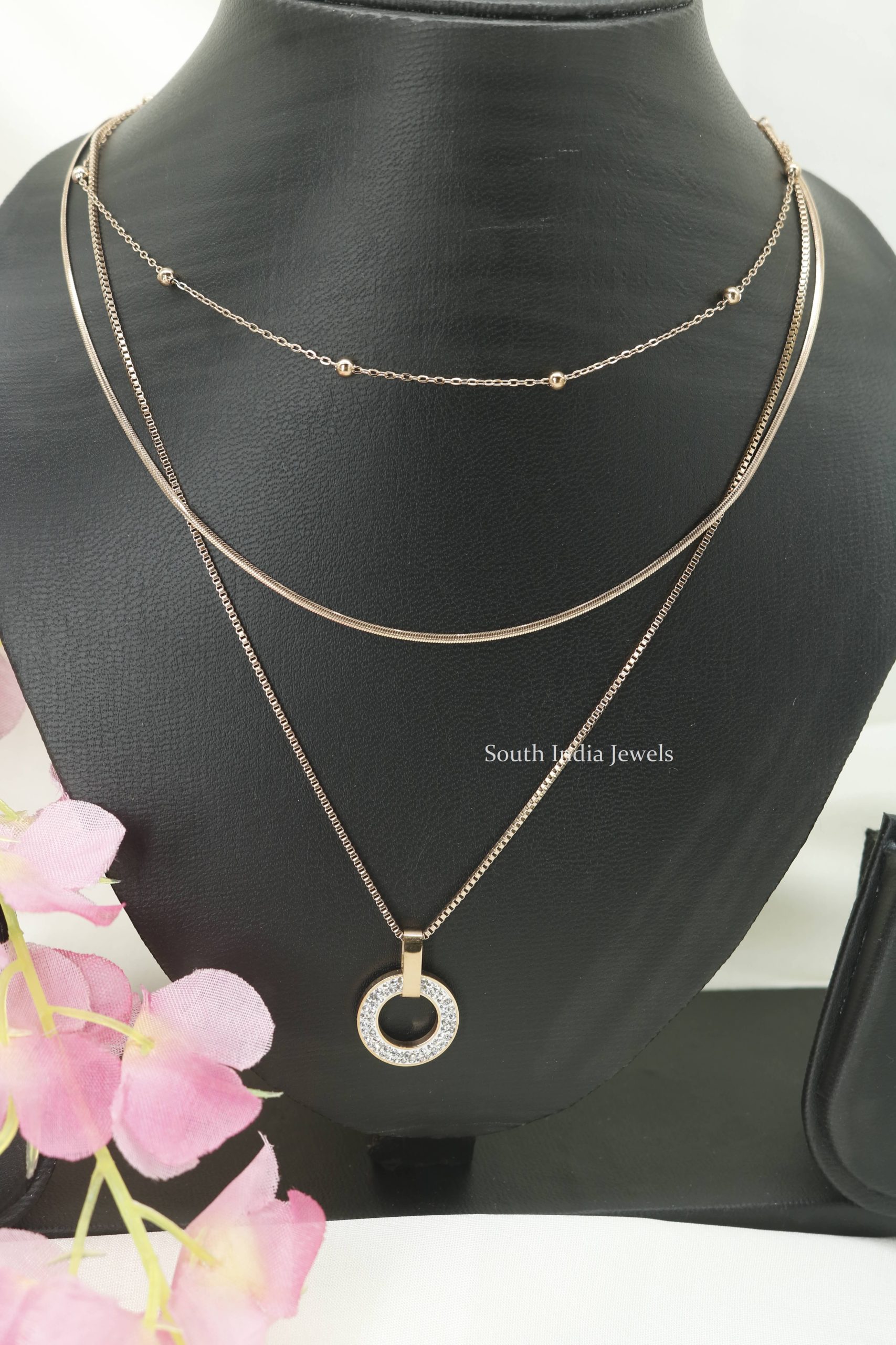 Three Layered Rose Gold Pendent Chain