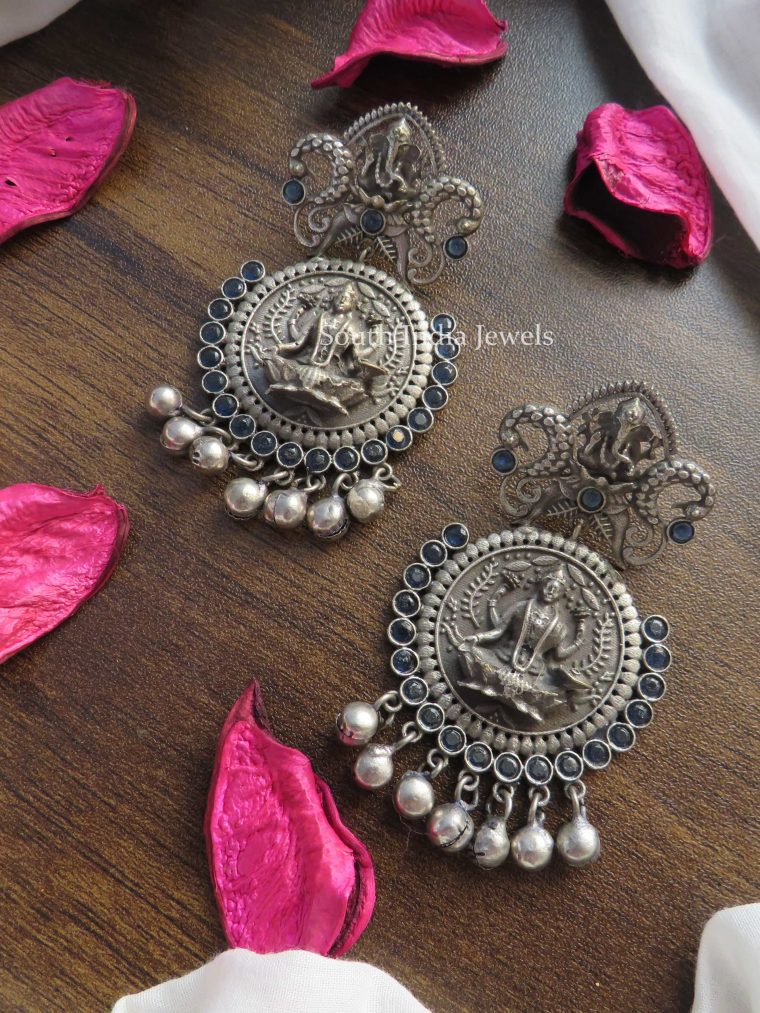 Traditional Ganesha-Lakshmi Design German Silver Earrings..