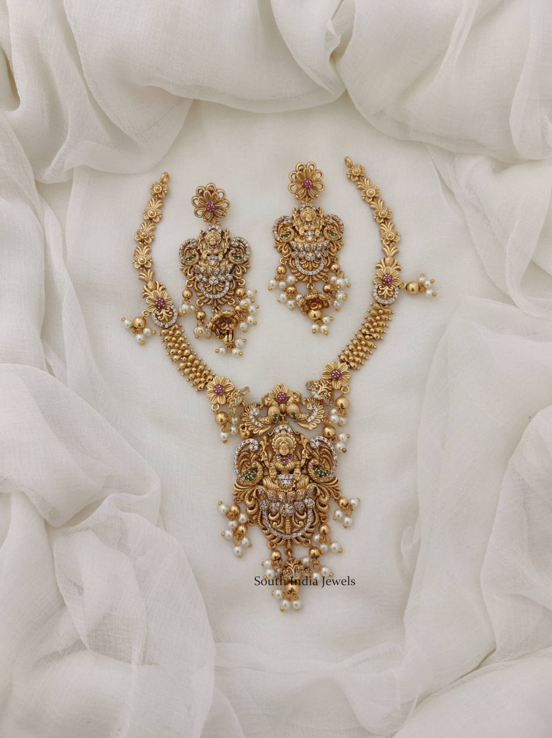 Traditional Lakshmi Bridal Necklace - South India Jewels