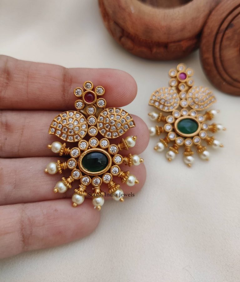 Trendy Leaf Design Earrings South India Jewels Online Stores.