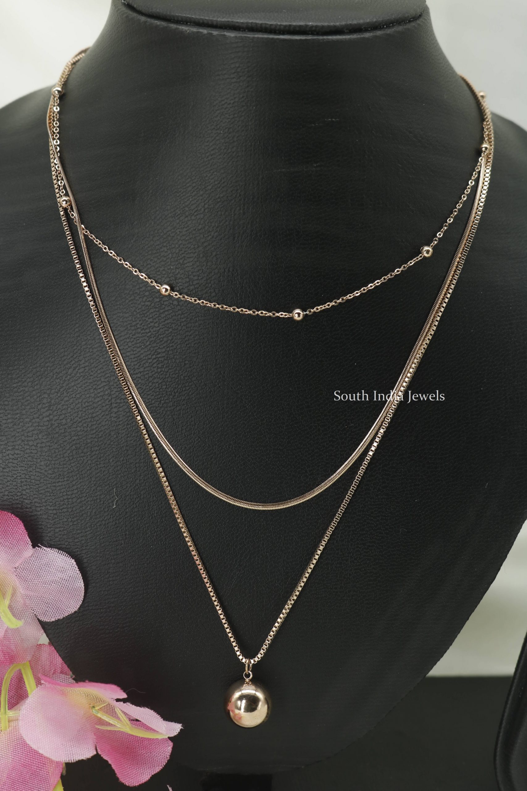 Three Layered Pendent Chain- South India Jewels Online Stores.