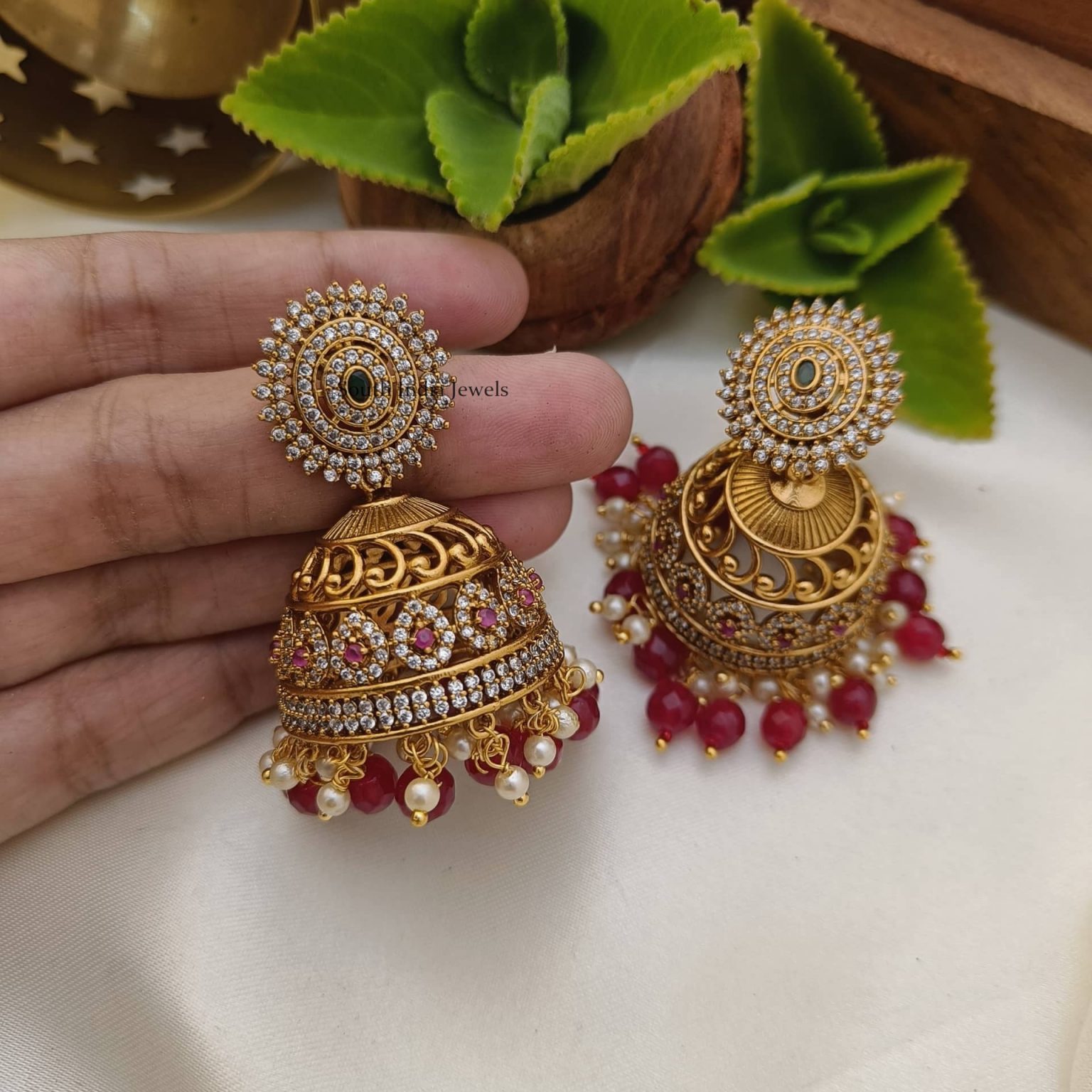 Unique AD Design Jhumkas-South India Jewels Online Stores.