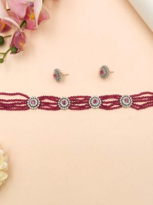 Crystal Beads High Neck Choker