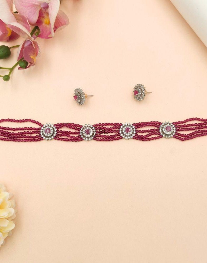 Crystal Beads High Neck Choker